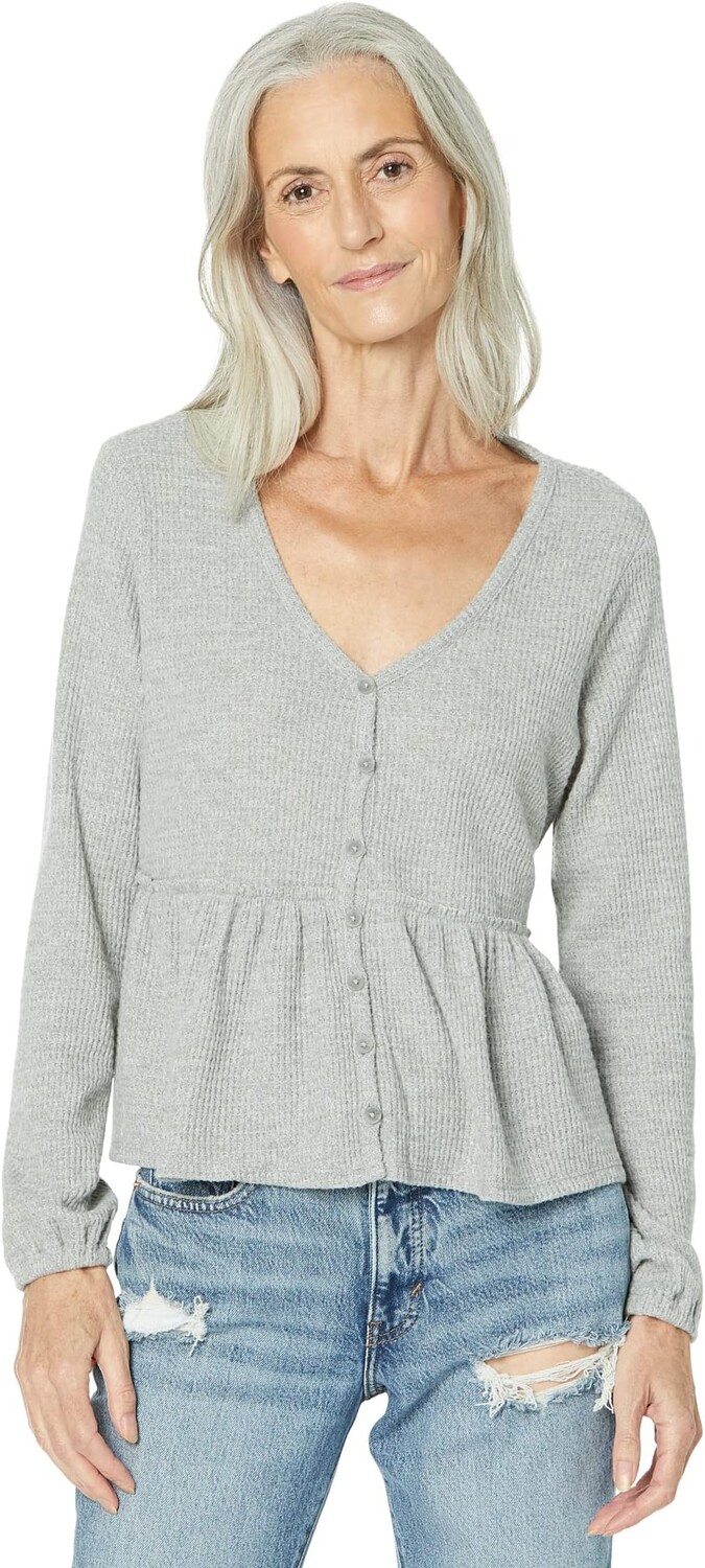 

Джерси Cloud с вафельными пуговицами через верх Lucky Brand, цвет Light Heather Gray