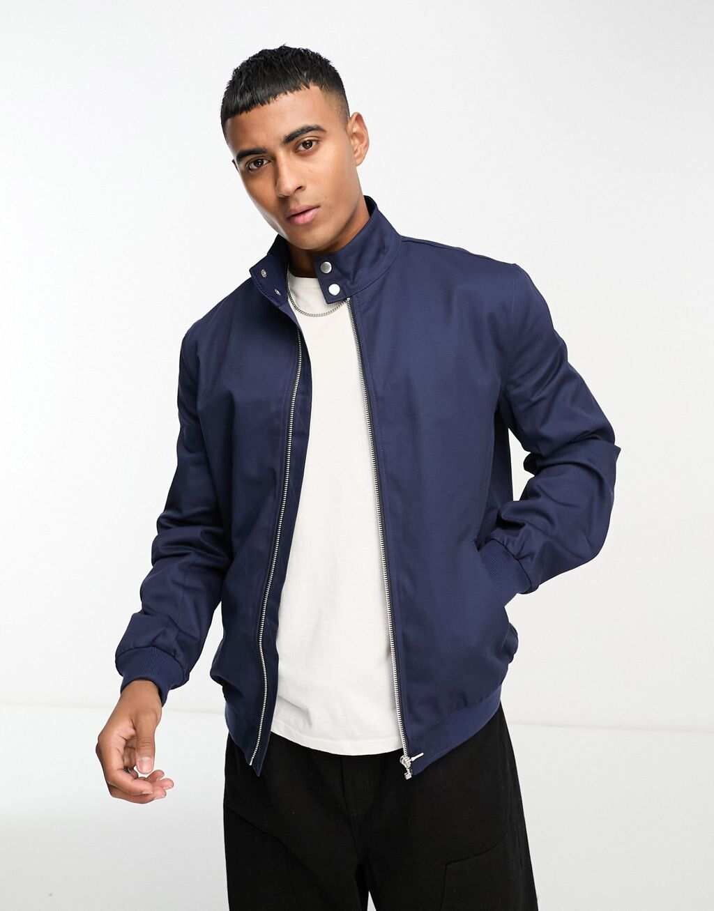 

Темно-синяя куртка Харрингтон с воротником-воронкой ASOS DESIGN, Синий