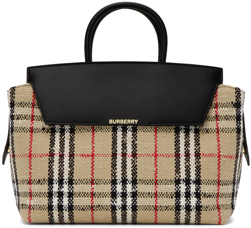 

Бежевая сумка-тоут Екатерины среднего размера Архив Burberry