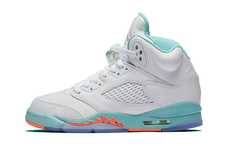 

Air Jordan 5 Retro Light Aqua (Gs) женские винтажные баскетбольные кроссовки белый/малиновый Pulse-Light Aqua