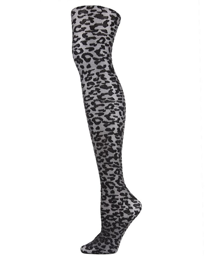 Женские блестящие прозрачные колготки с леопардовым принтом MeMoi, черный носки женские прозрачные шелковые с леопардовым принтом