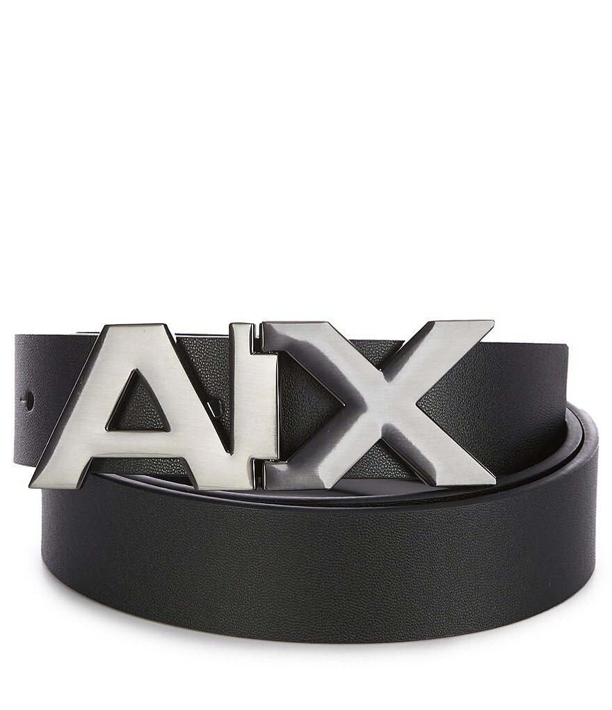 

Armani Exchange AX 1Двусторонний кожаный ремень, черный