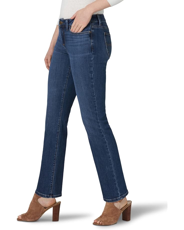 Джинсы Lee Secretly Shapes Regular Fit Straight Leg Jeans Mid-Rise, цвет Lagoon Blue