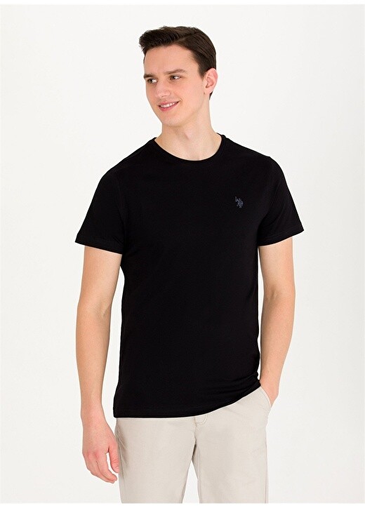 

Черная мужская футболка с круглым вырезом U.S. Polo Assn., Черный