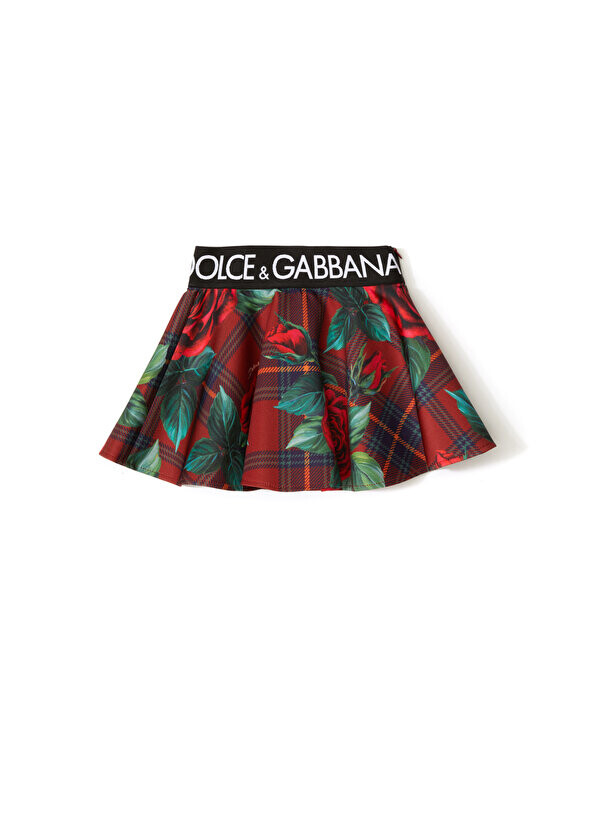 

Красная юбка для девочек с цветочным принтом Dolce&Gabbana