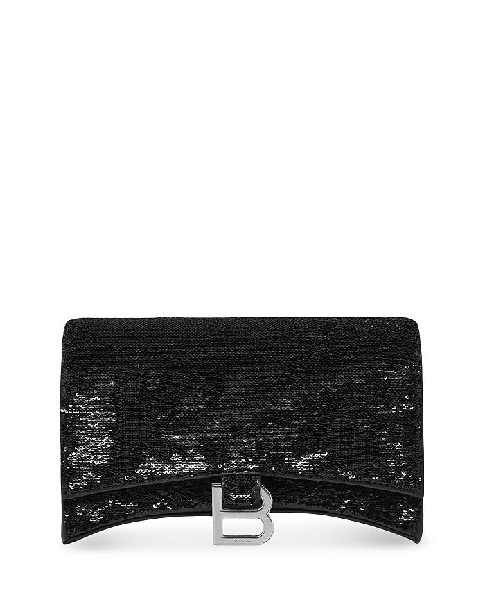 

Кошелек Hourglass из кожи с цепочкой и пайетками Balenciaga