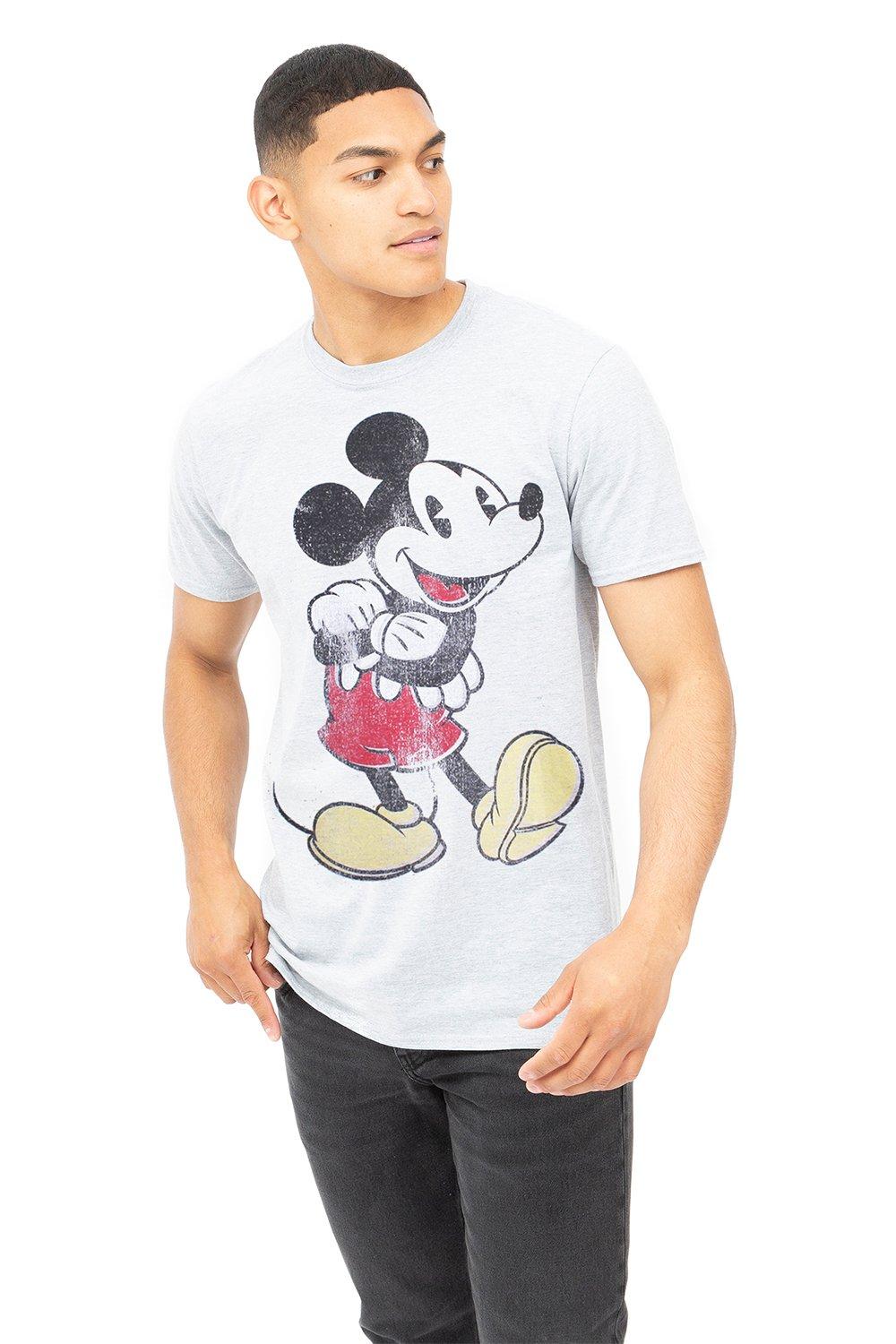 Винтажная хлопковая футболка с Микки Маусом Disney, серый