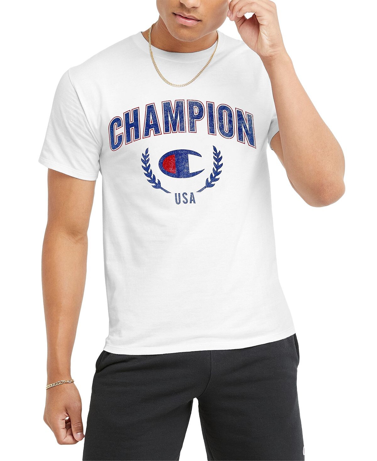 

Мужская классическая футболка стандартного кроя с графическим логотипом Champion
