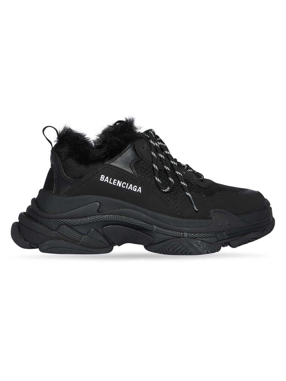 

Кроссовки Triple S с искусственным мехом Balenciaga, черный