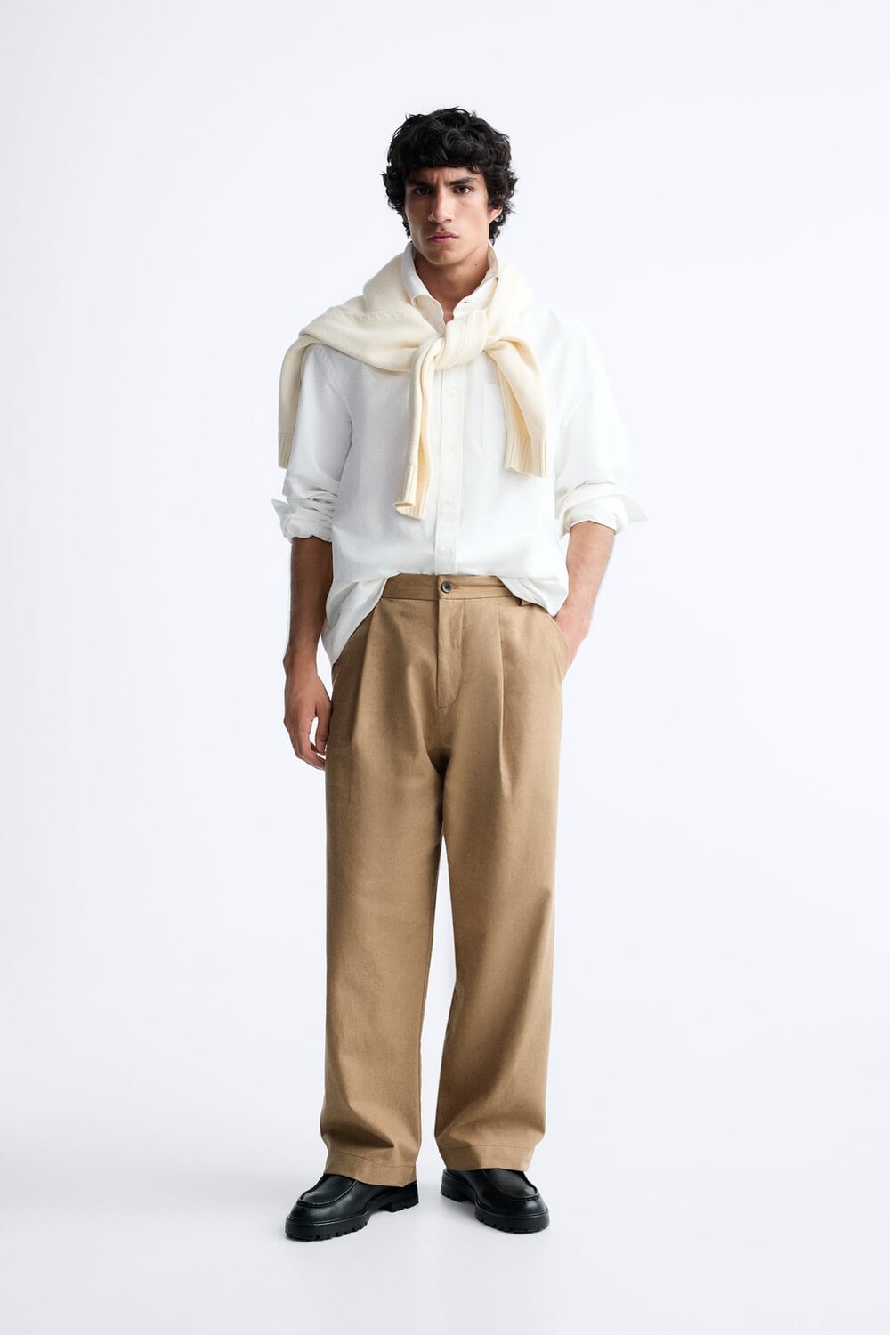 

Брюки плиссированные ZARA, кэмел