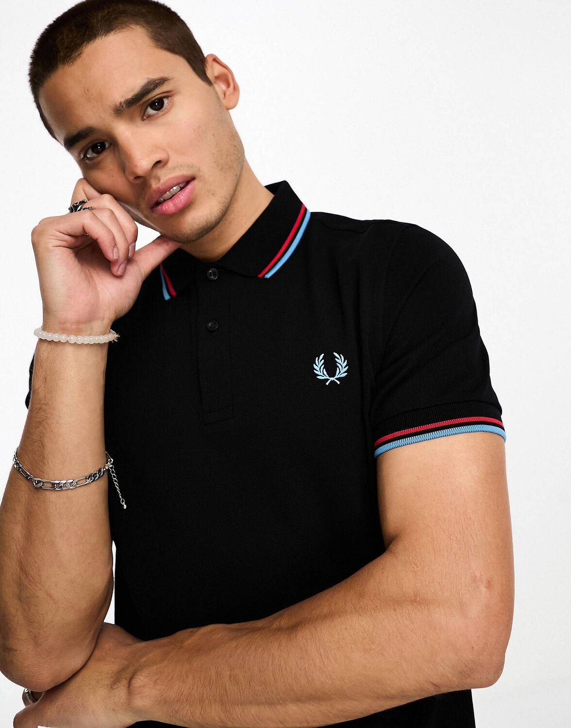 

Черная рубашка поло с двумя отворотами Fred Perry, Черный