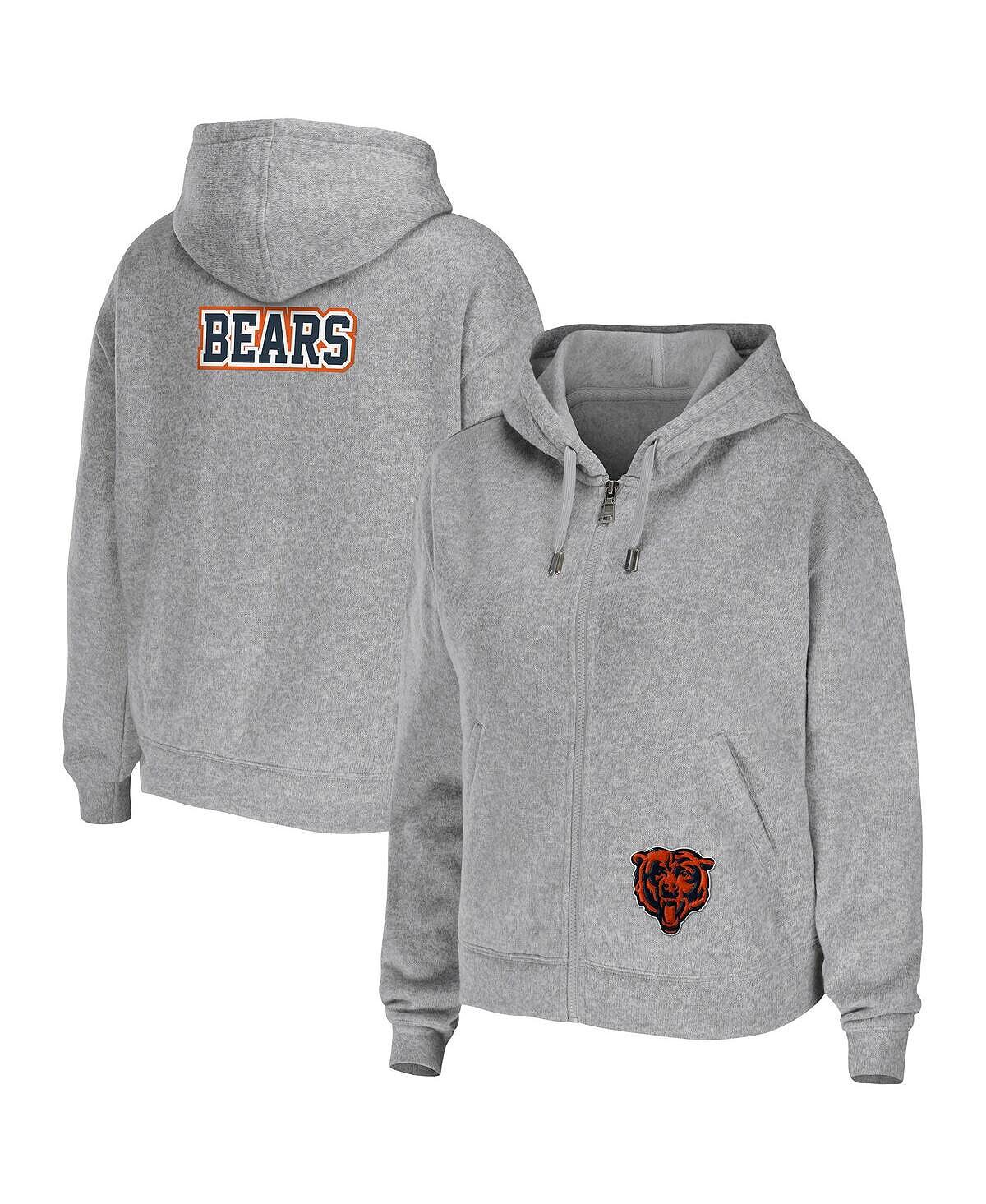 

Женская толстовка с молнией во всю длину цвета Хизер Серый Chicago Bears большого размера WEAR by Erin Andrews
