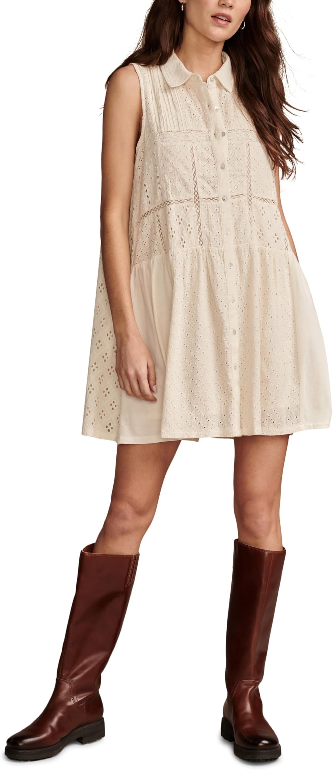 

Платье Lucky Brand Collared Tiered Dress, цвет Turtledove