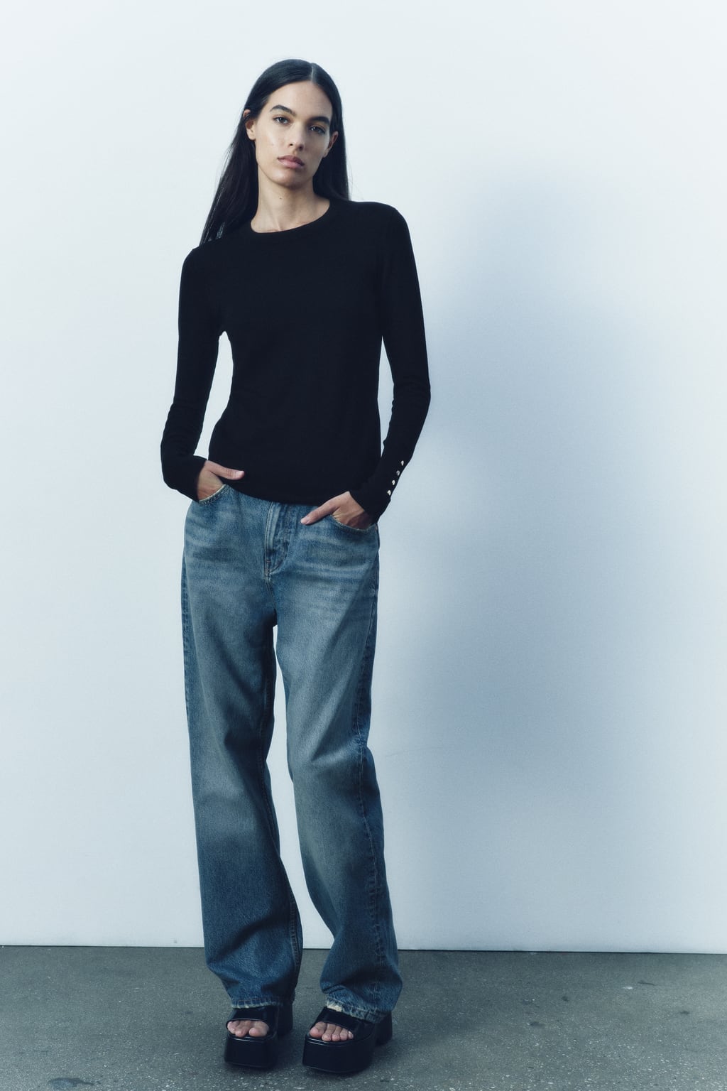 

Укороченный вязаный жилет ZARA, черный