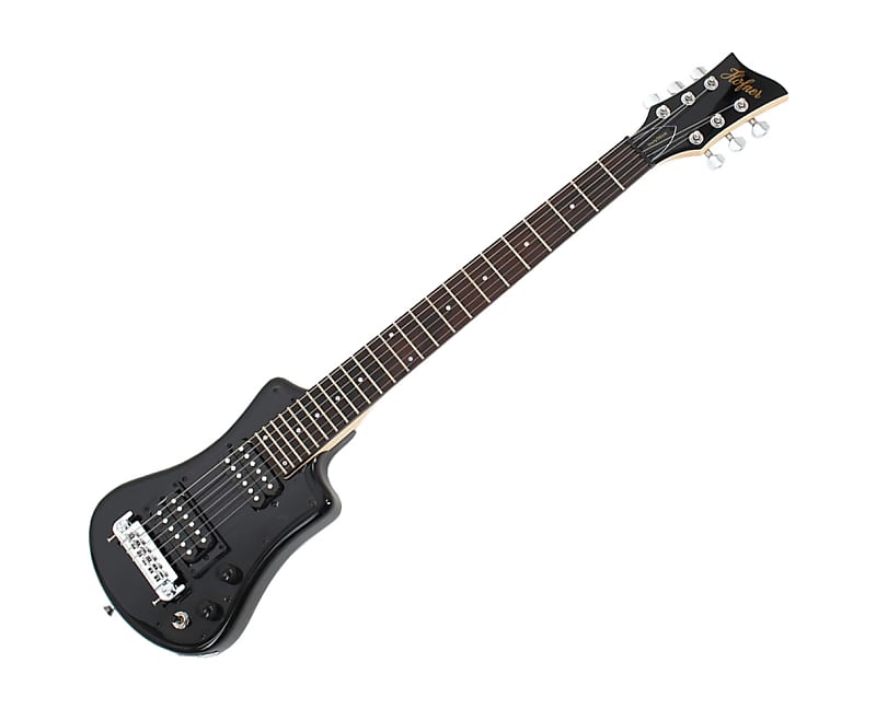 Электрогитара Hofner Deluxe Shorty Electric Travel Guitar w/ Gig Bag - Black цена и фото