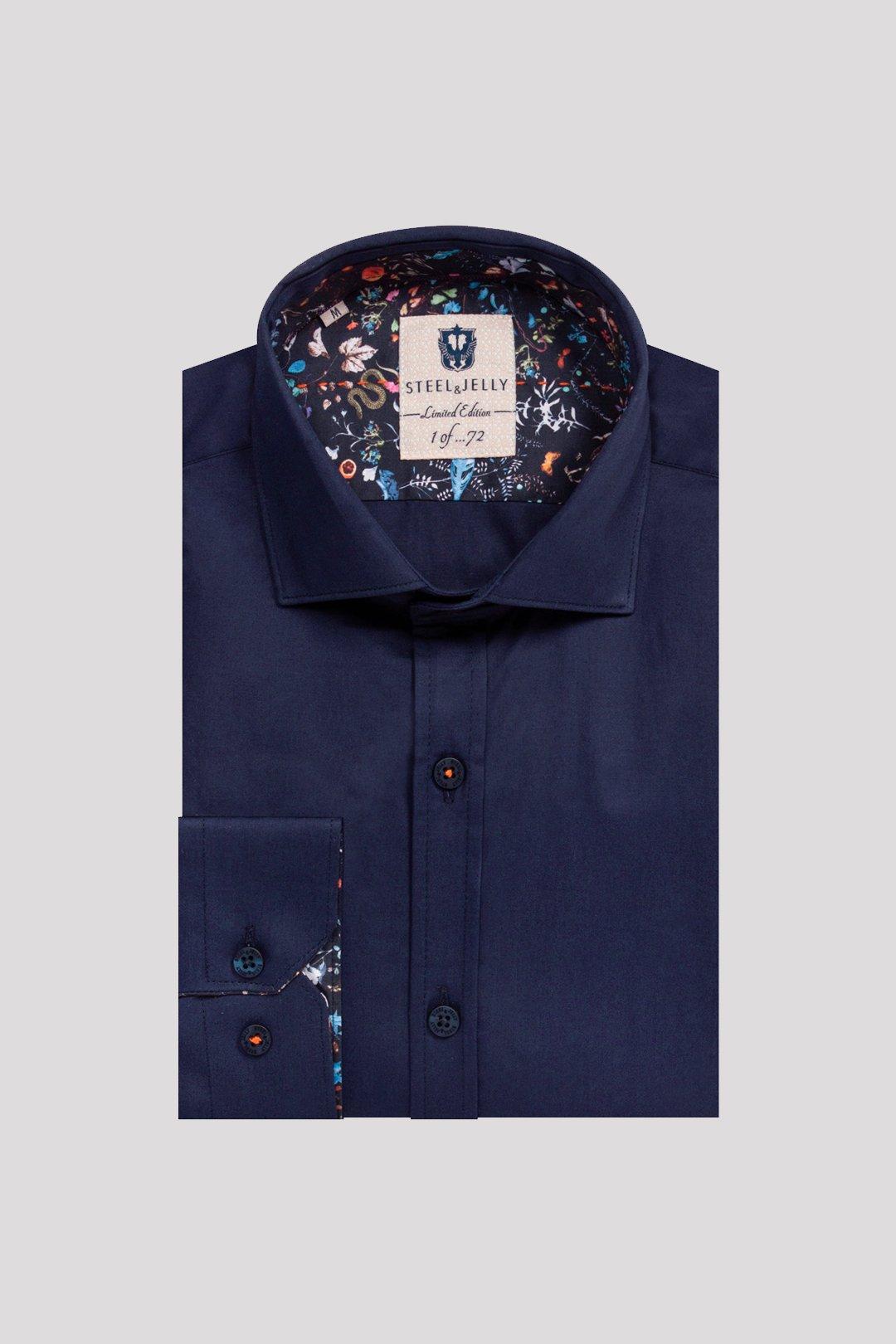 цена Рубашка с длинным рукавом и контрастной отделкой, ограниченная серия Steel & Jelly, темно-синий
