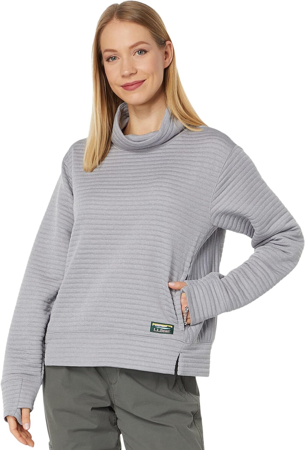 

Пуловер с воротником-воронкой Airlight L.L.Bean, цвет Quarry Gray Heather