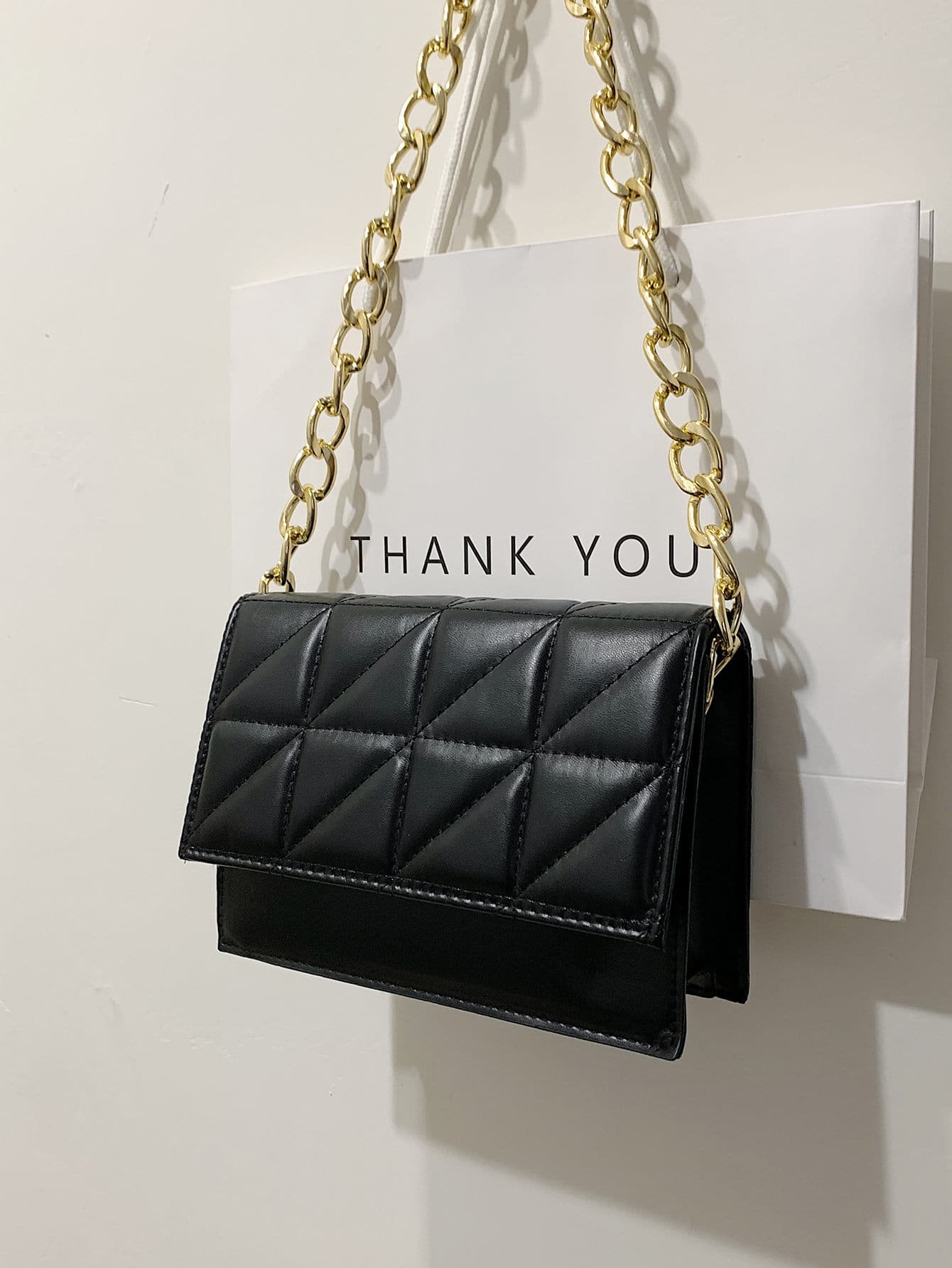 Легкая деловая повседневная мини-стеганая квадратная сумка с цепочкой и цепочкой для девочек-подростков, черный
