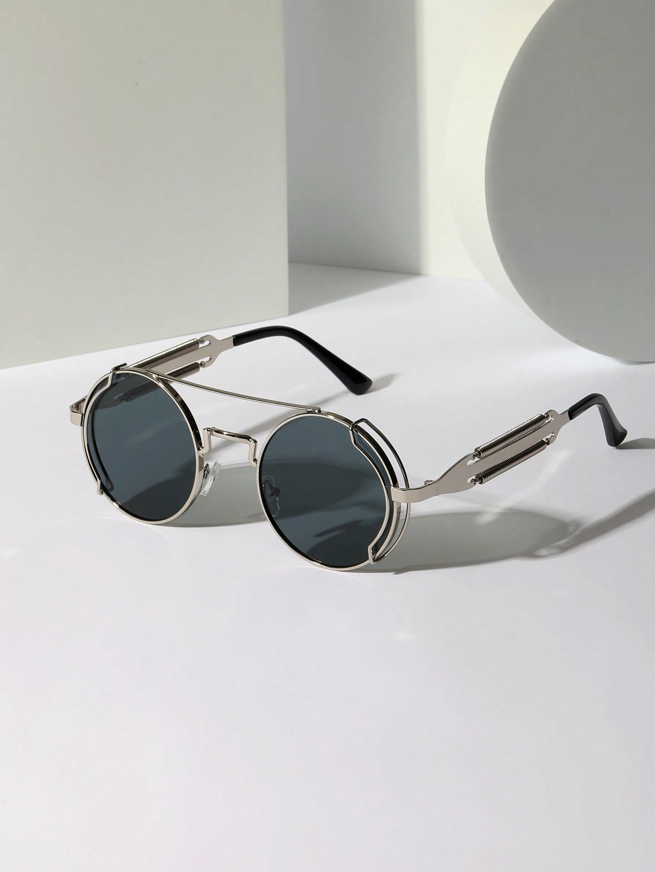 цена 1 шт. мужские круглые металлические модные стимпанк и футуристические солнцезащитные очки