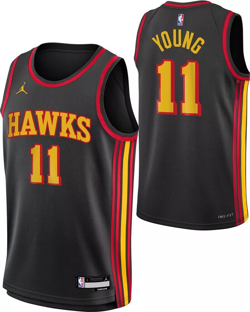

Jordan Черная майка Nike Youth Atlanta Hawks Trae Young #11 Dri-FIT Swingman