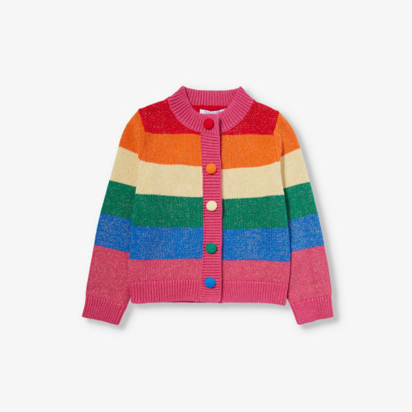 цена Кардиган из смесового хлопка в радужную полоску 2-13 лет Olivia Rubin, цвет rainbow stripe