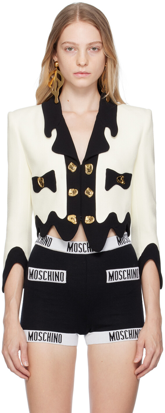 

Moschino Off-White Морфедовый блейзер