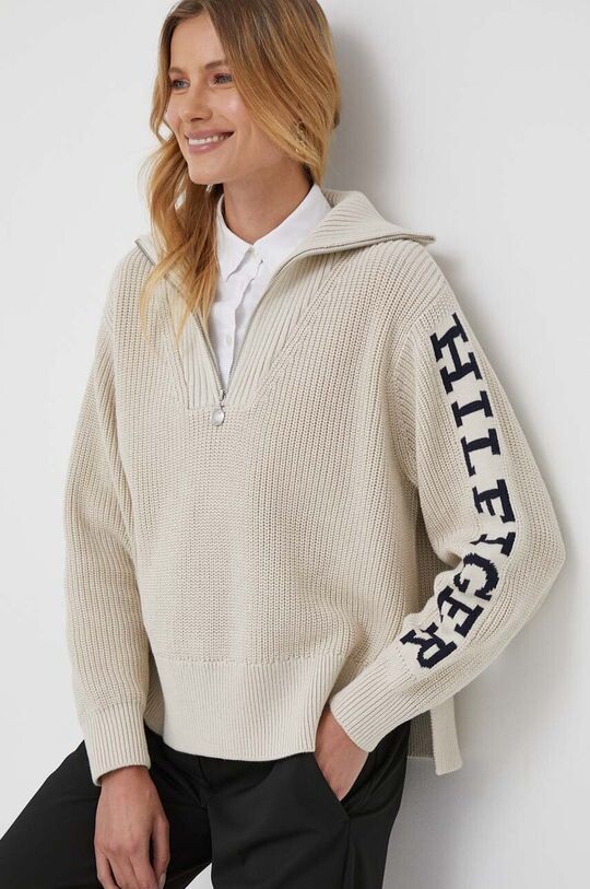 

Хлопковый свитер Tommy Hilfiger, бежевый