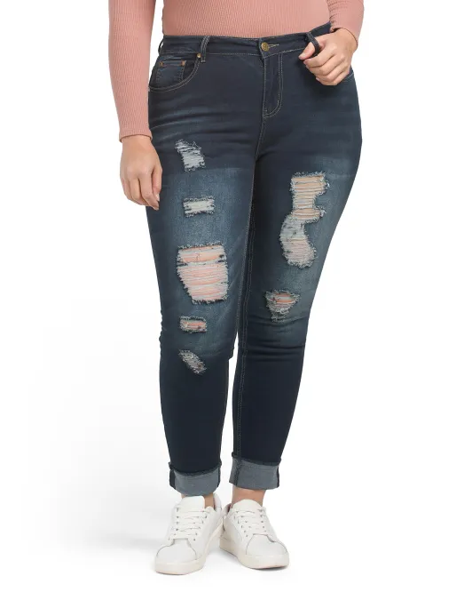 

Джинсы скинни Plus с подвернутыми манжетами Deja Bleu, цвет Dark Wash