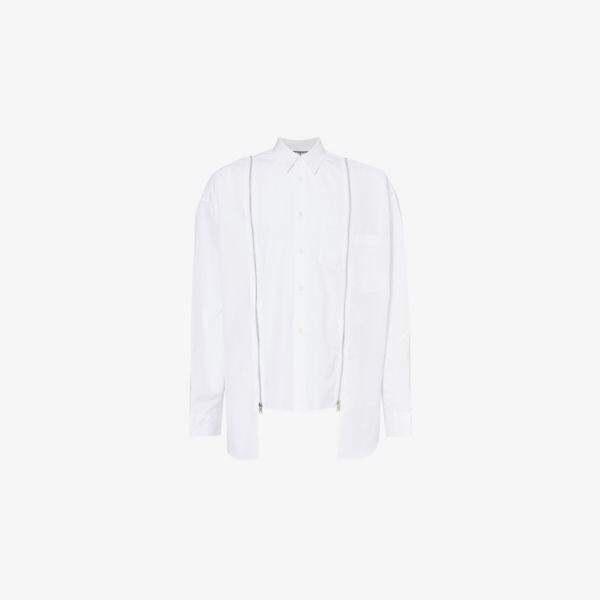 

Рубашка свободного кроя из хлопкового поплина с накладным карманом на молнии Black Comme Des Garcon, белый