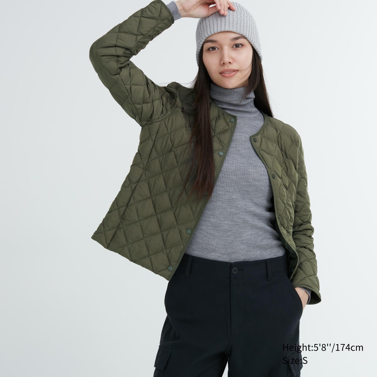 

Теплая стеганая куртка Uniqlo, оливковый, Зеленый