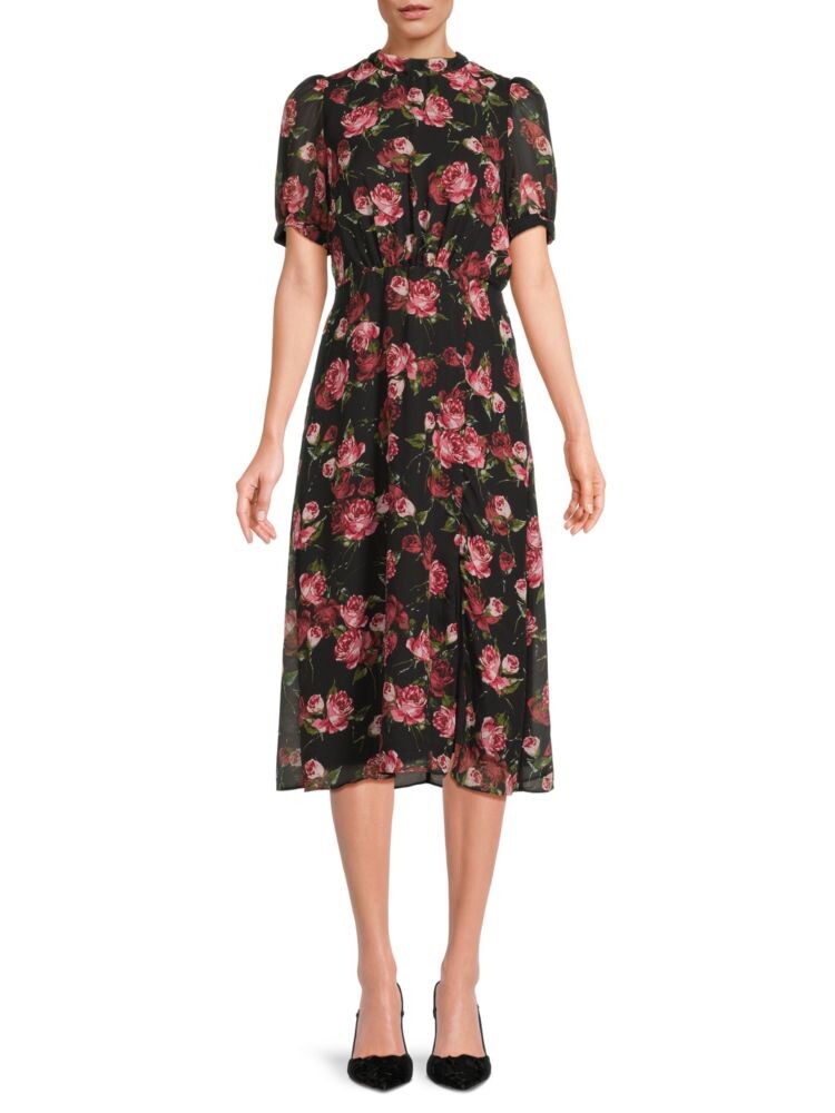 

Платье миди с воротником-стойкой и цветочным принтом Julia Jordan, цвет Black Multi