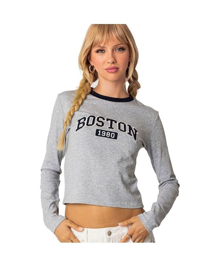

Женская футболка Boston с длинным рукавом Edikted, серый