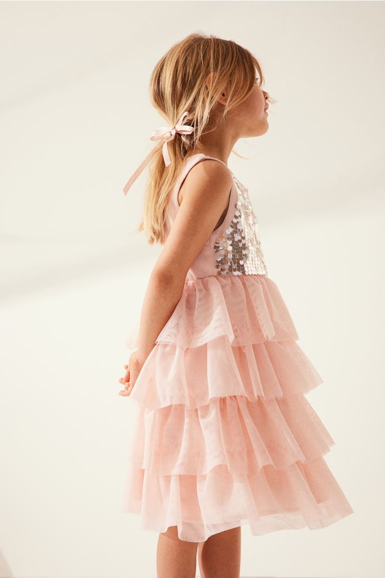 Платье из тюля с пайетками H&M, розовый