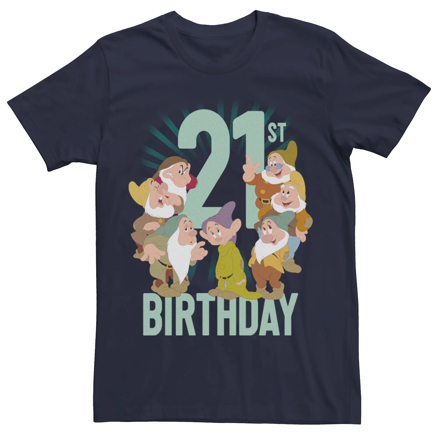 Мужская футболка на 21 день рождения «Белоснежка и семь гномов» Disney