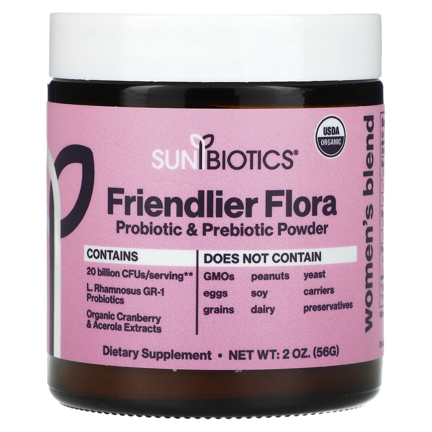 

Friendlier Flora, смесь для женщин, порошок с пробиотиками и пребиотиками, 56 г (2 унции), Sunbiotics