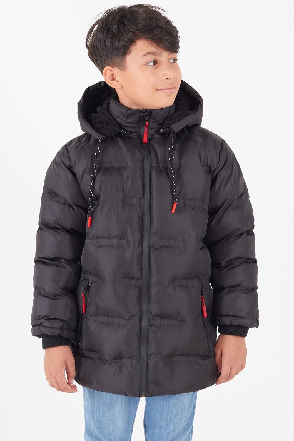 

Пальто для мальчиков Plain Printed Hooded Puffer Coat 14540 Bilen Kids, черный