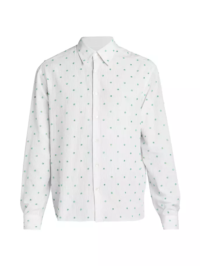 

Рубашка обычного кроя в тонкую полоску с вышивкой бисером Lanvin, цвет milk