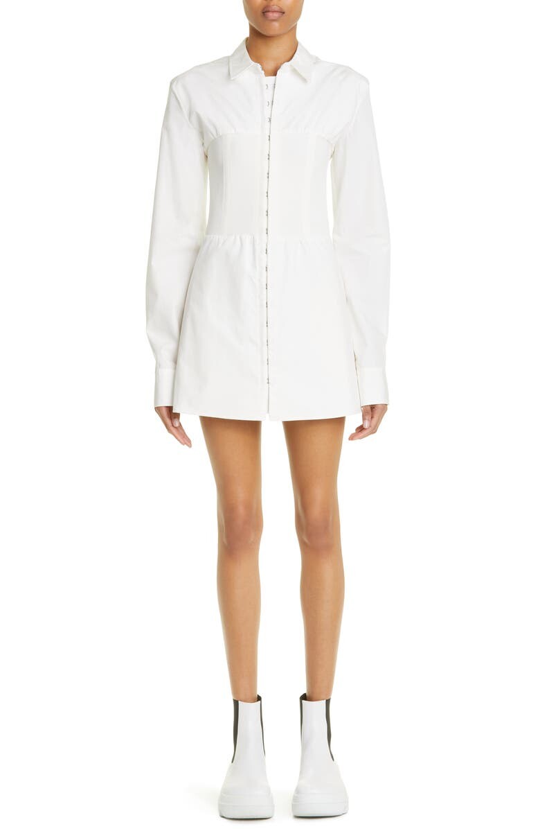 

Мини-платье-рубашка из хлопкового поплина с корсетной вставкой DION LEE