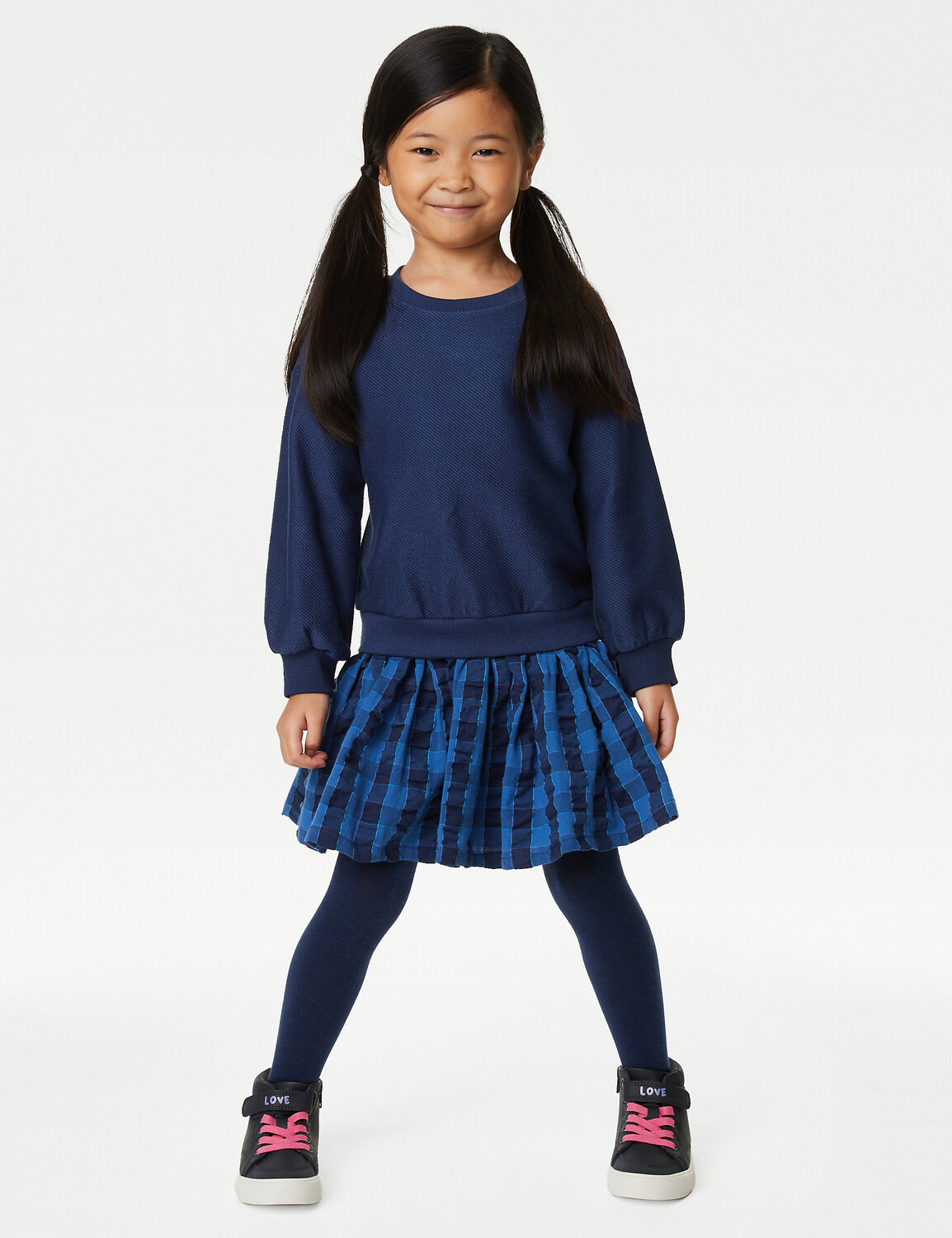 

Наряд из хлопкового платья и колготок (2–8 лет) Marks & Spencer, синий