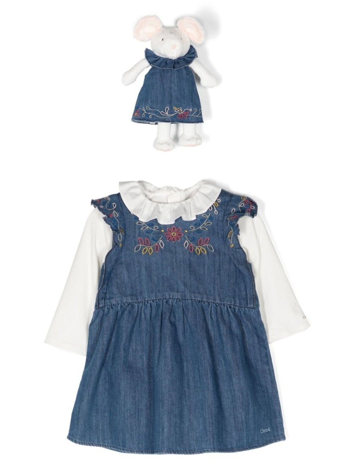 

Chloé Kids комплект из джинсового платья и игрушки, синий