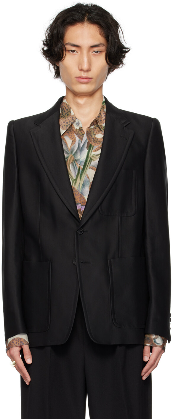

Черный пиджак с накладными карманами Dries Van Noten