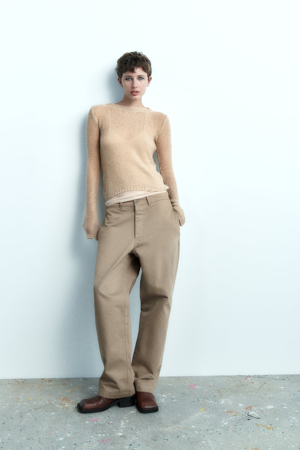

Кардиган комбинированной вязки Steven Meisel ZARA, бежевый
