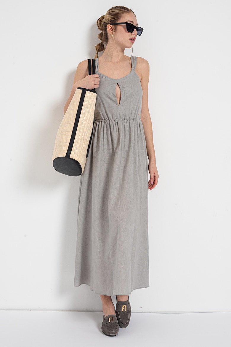 Длинное расклешенное платье из льна Armani Exchange, серый