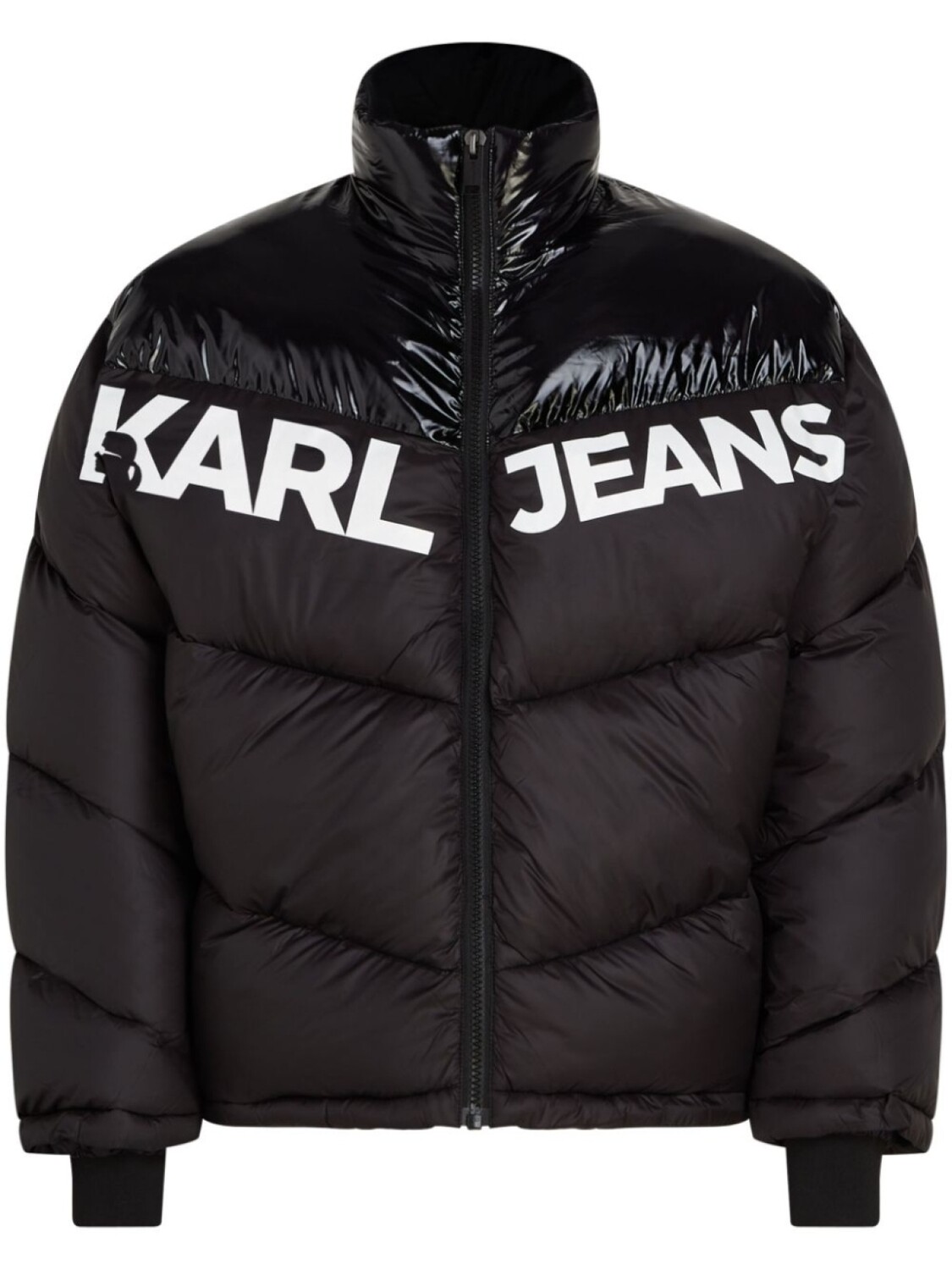 

Karl Lagerfeld Jeans logo-print panelled padded jacket, черный
