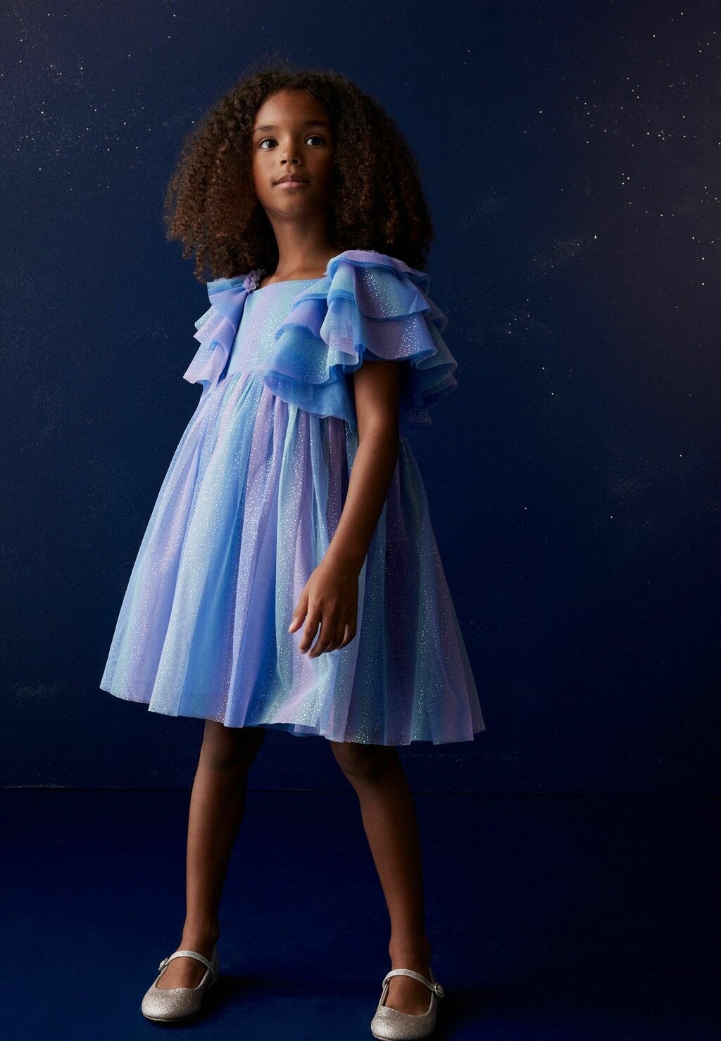 

Элегантное платье Frill Regular Fit Next, цвет purple blue sparkle