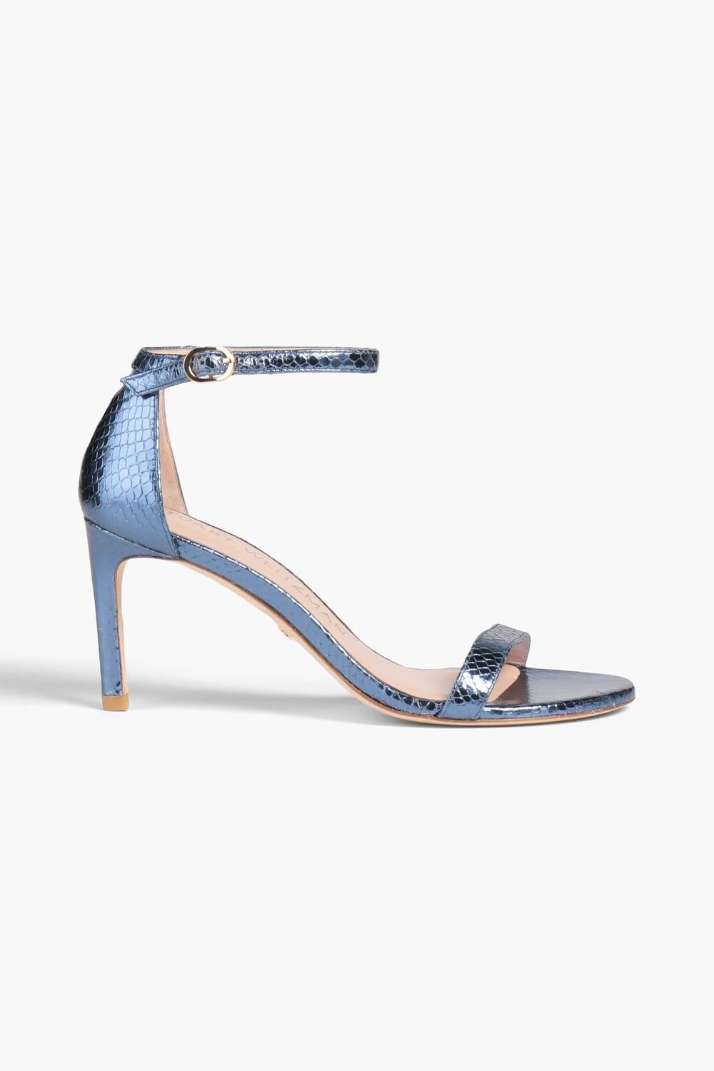 

Сандалии из кожи со змеиным эффектом металлик Stuart Weitzman, синий