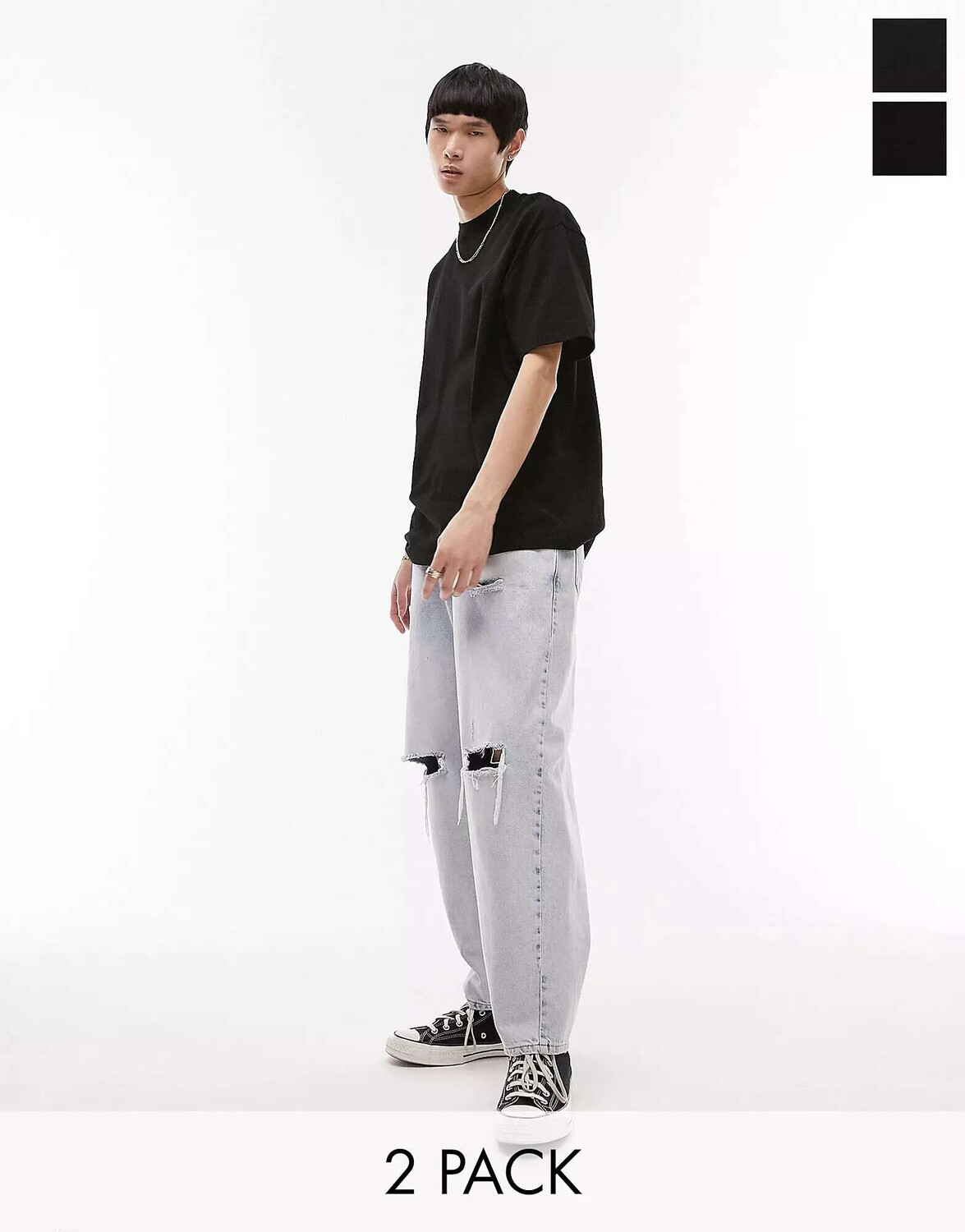 

Пара больших футболок Topman черного цвета, Черный, Пара больших футболок Topman черного цвета