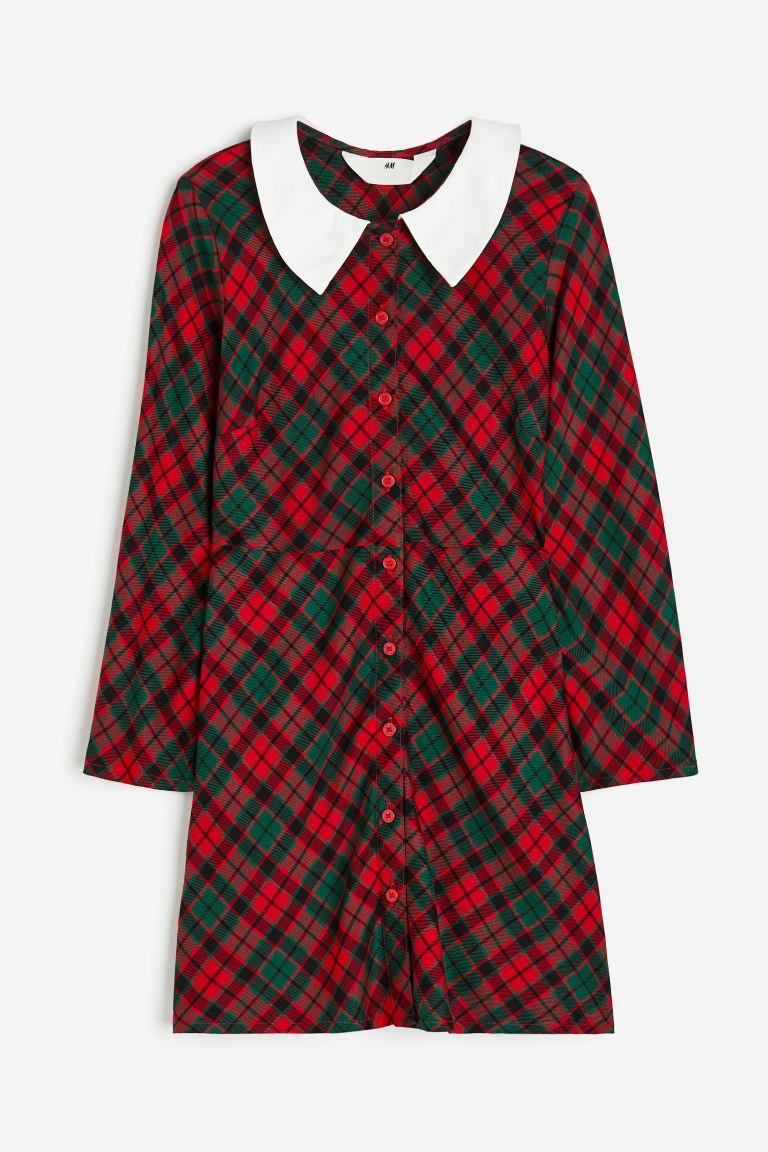 Платье-Блузка с узором H&M, красный юбка короткая расклешенная с цветочным рисунком xs разноцветный