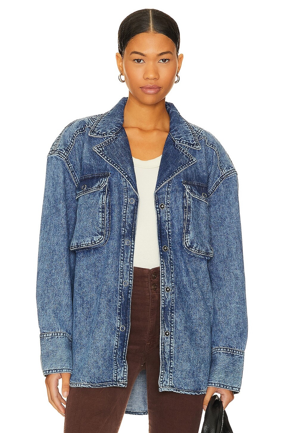 

Рубашка Free People Izzie Cargo Denim, цвет Vintage Indigo Wash