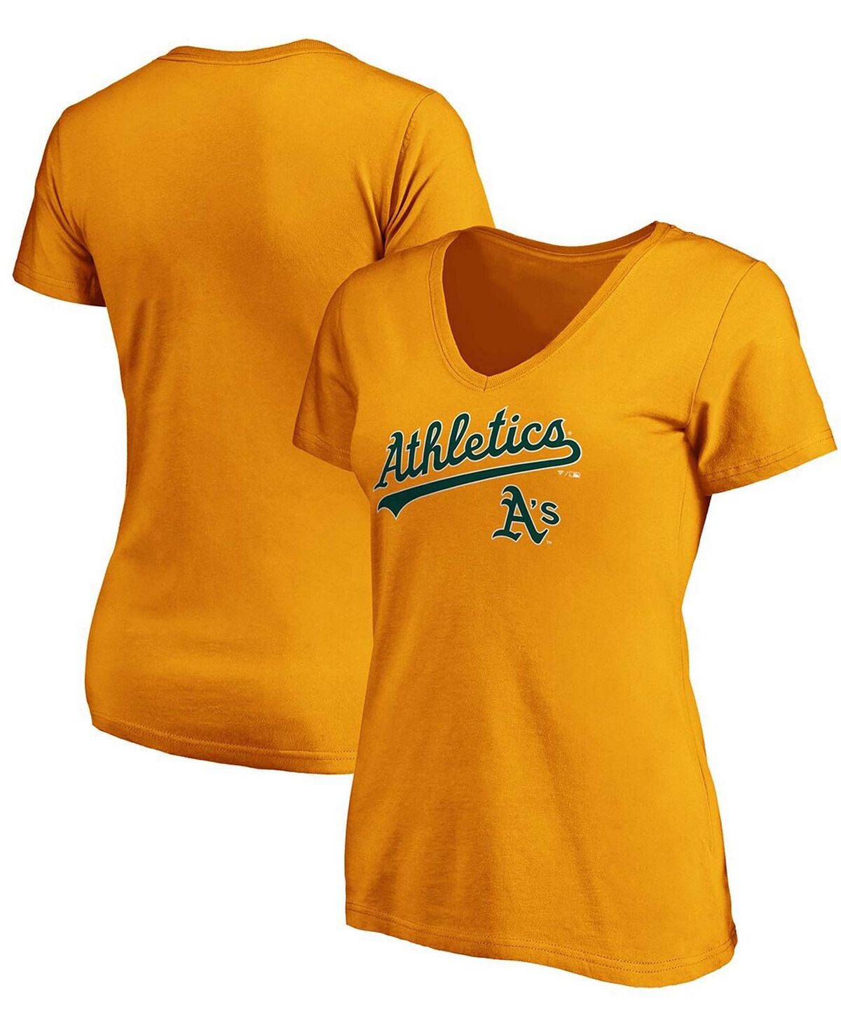 

Женская золотистая футболка с v-образным вырезом и логотипом Oakland Athletics Team Fanatics, золотой